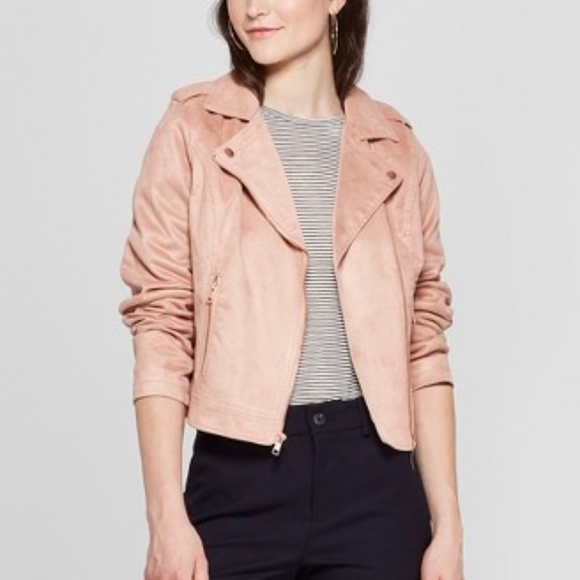 a new day Jackets & Blazers - Faux- Suede Blush Moto Jacket
